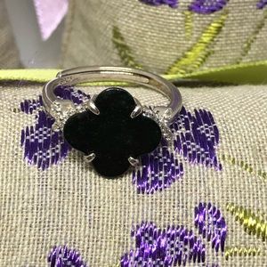 Emerald black jade 925 silver rings